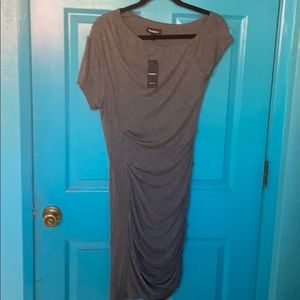 NWT Grey Bebe dress with side ruching.